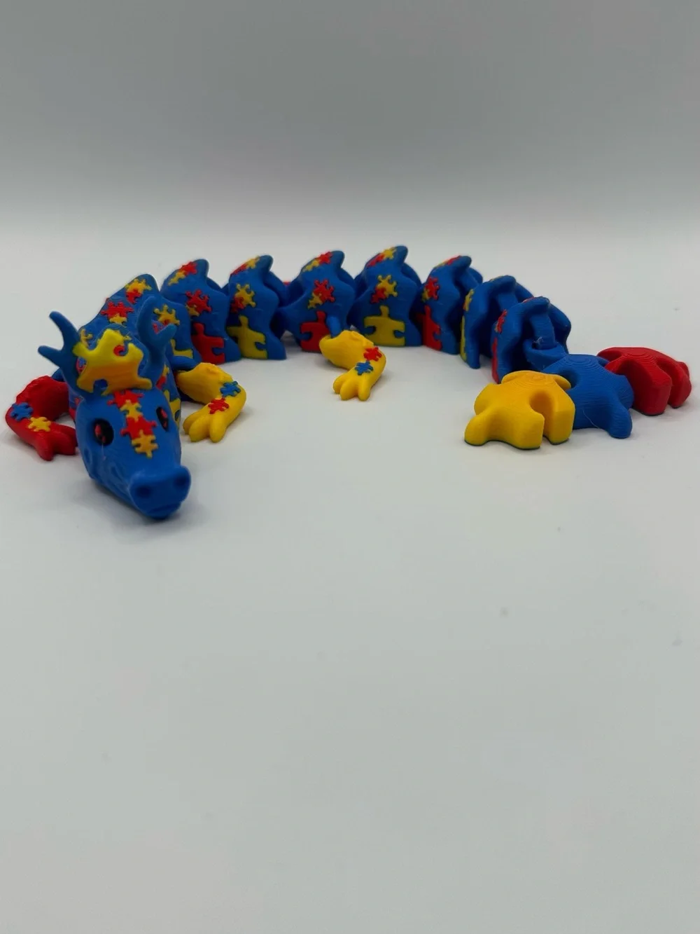 articulated 3D-printed Autism Awareness Dragon 9.5